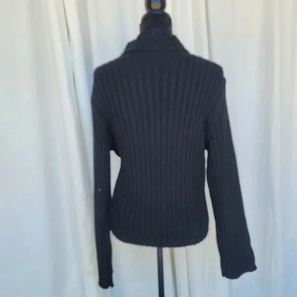 Austin Reed Womens XL Button Cardigan Sweater Chunk Knit Wool houndstooth Black - Picture 6 of 12